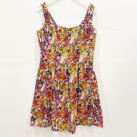 Nine West Floral Fit & Flare Pleated Dress 10 - Picture 1 of 5